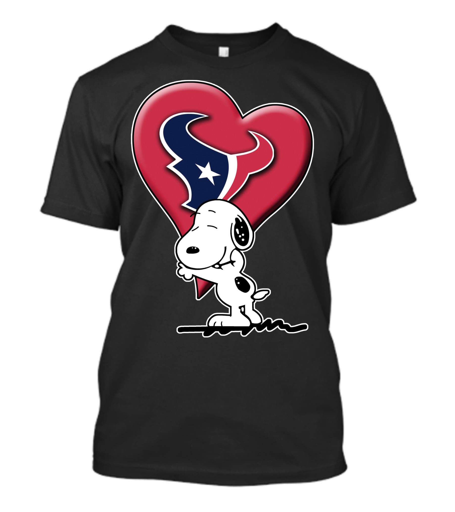 Snoopy Hugging Houston Texans Heart T-Shirt