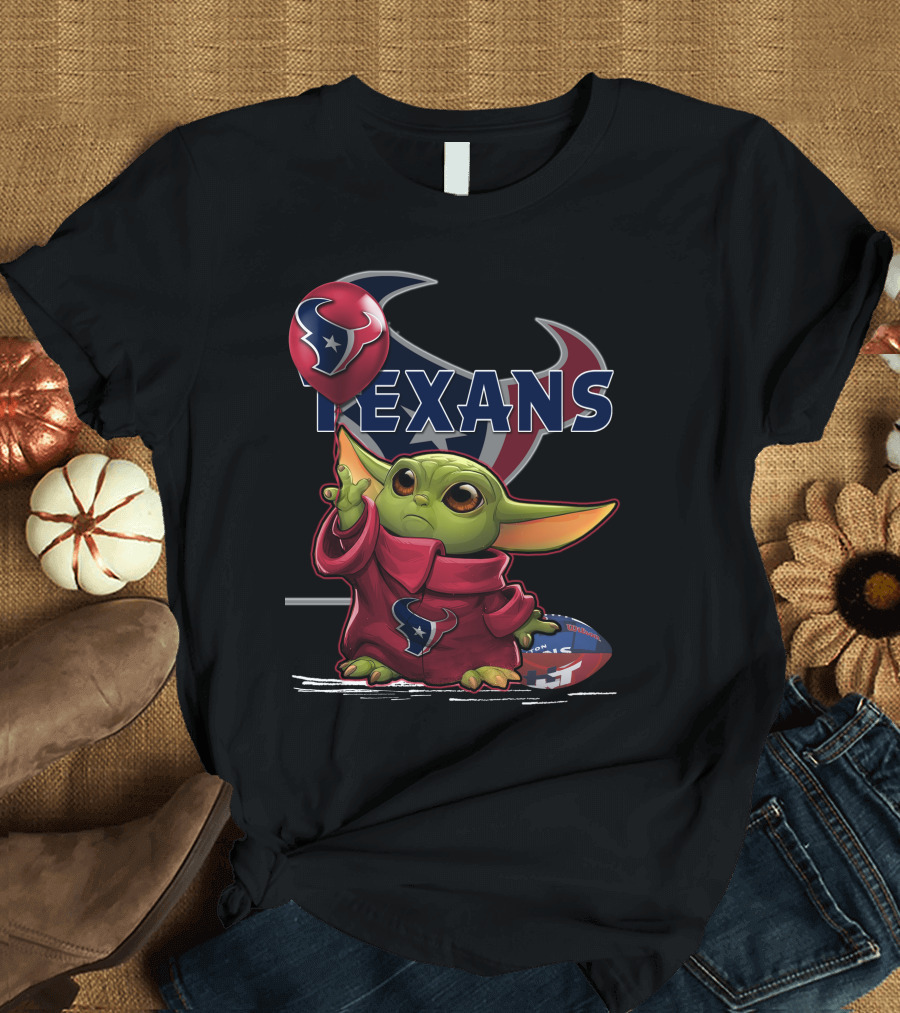 Yoda Houston Texans Balloon Football T-Shirt
