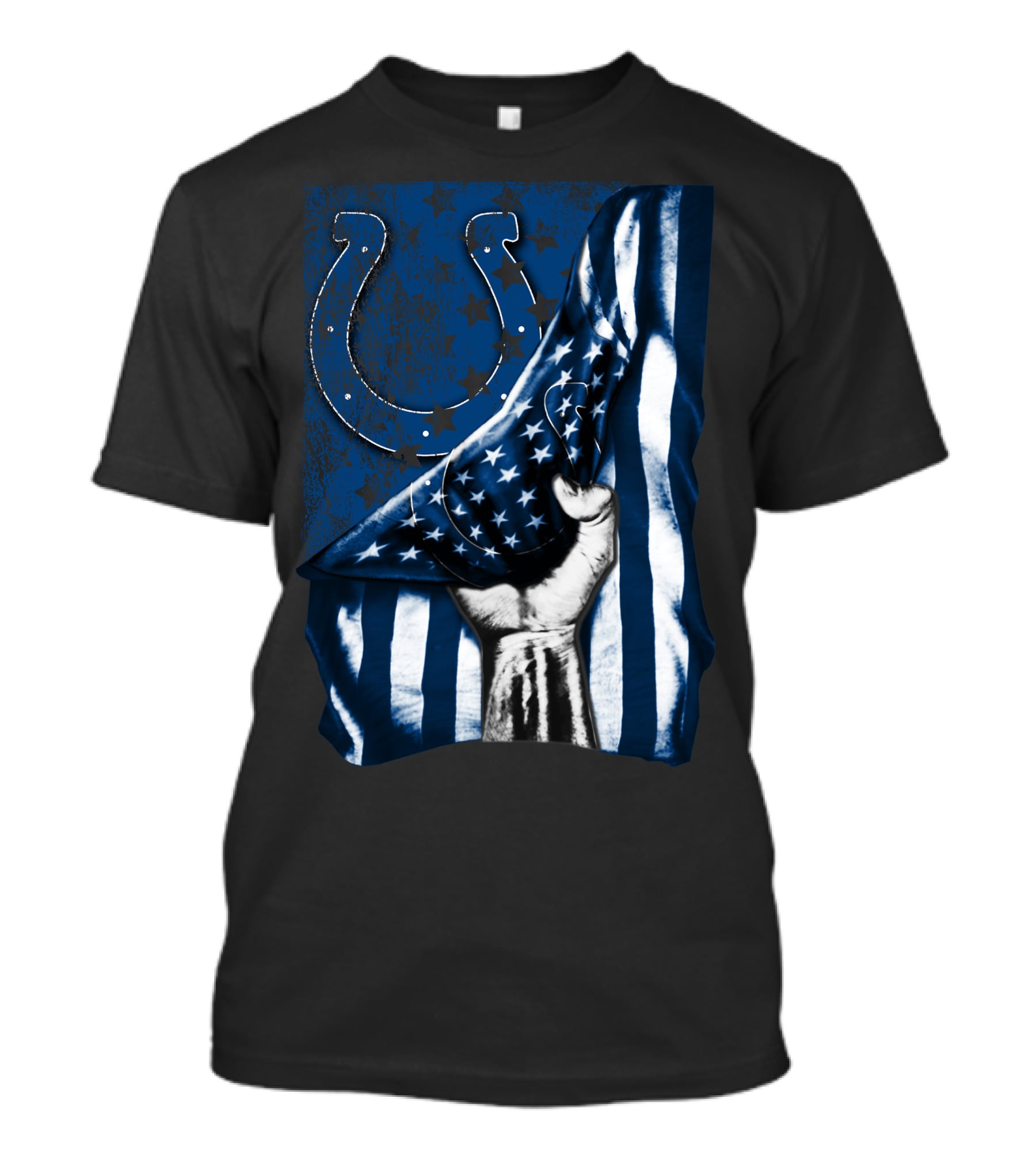 Indianapolis Colts Horseshoe American Flag Hand T-Shirt