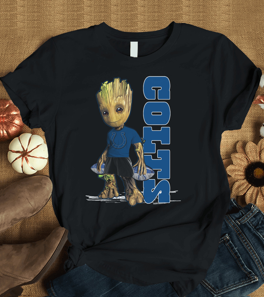 Groot Colts Football Fan with Indianapolis Colts T-Shirt