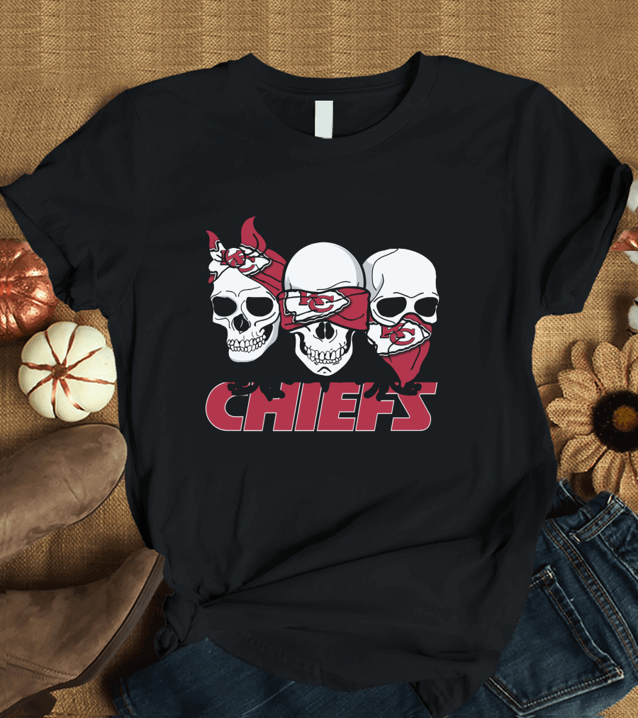 3 Skull Chiefs Kansas City Chiefs T-Shirt