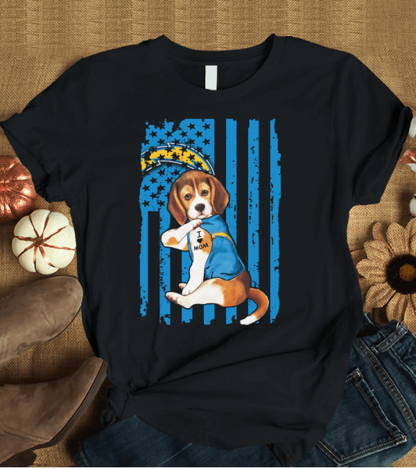 T-Shirt: Beagle I Love Mom Los Angeles Chargers T-Shirt Beagle I Love Mom Los Angeles Chargers T-Shirt