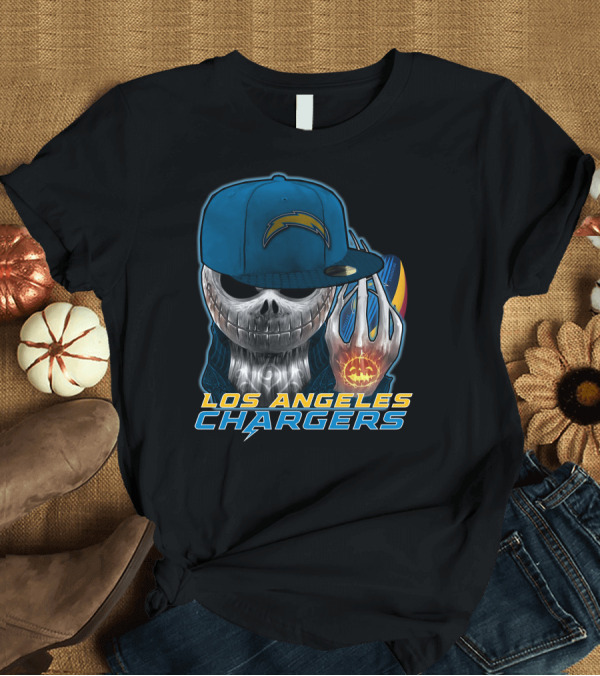 T-Shirt: Jackskull Pumpkin Los Angeles Chargers T-Shirt Jackskull Pumpkin Los Angeles Chargers T-Shirt