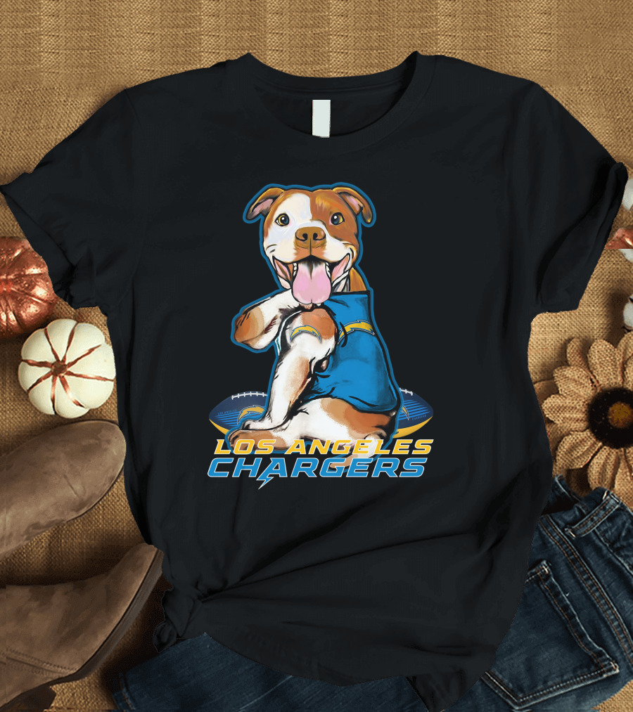 Pittbull Los Angeles Chargers NFL Football Dog Fan T-Shirt