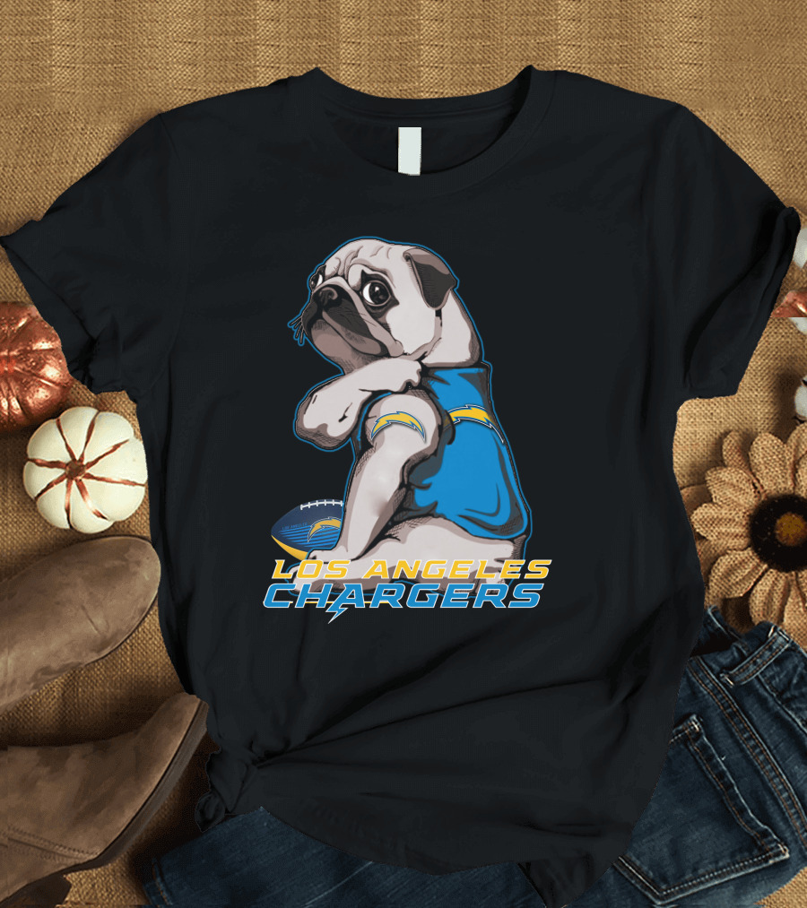 Los Angeles Chargers Pug Football T-Shirt