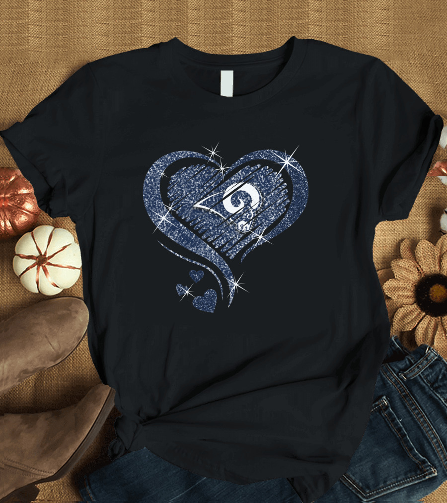 Sparkling Heart Diamond Los Angeles Rams T-Shirt