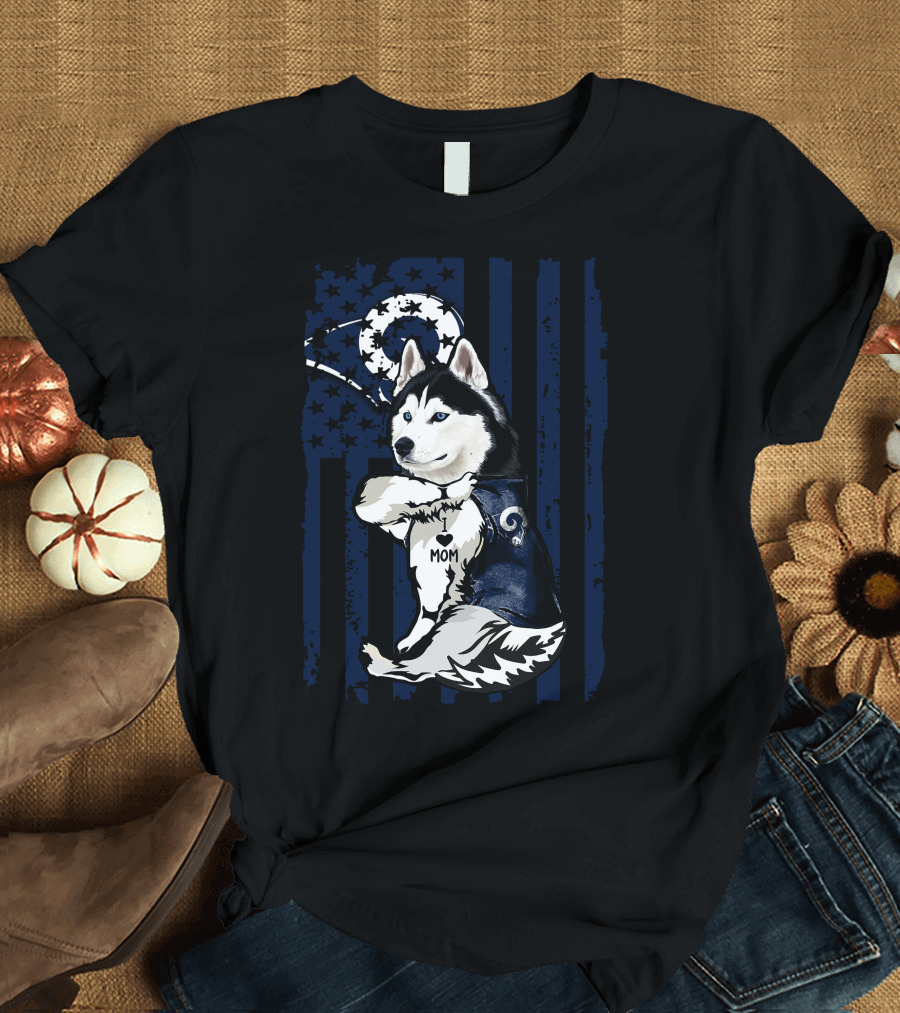 Siberian Husky Los Angeles Rams Mom T-Shirt