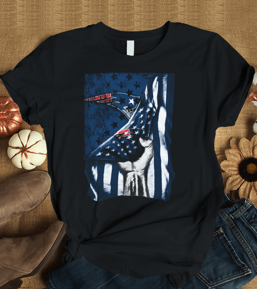 New England Patriots American Flag Hand Stars Stripes T-Shirt