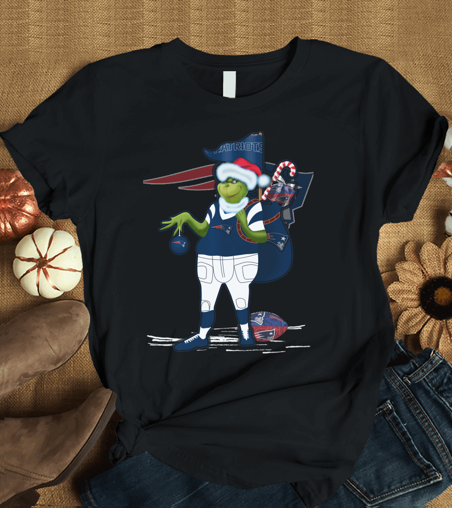 Patriots Grinch Christmas Football Sack Fan T-Shirt