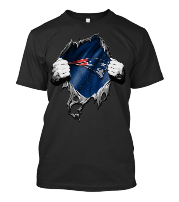 Torn New England Patriots Logo Ripped Effect T-Shirt