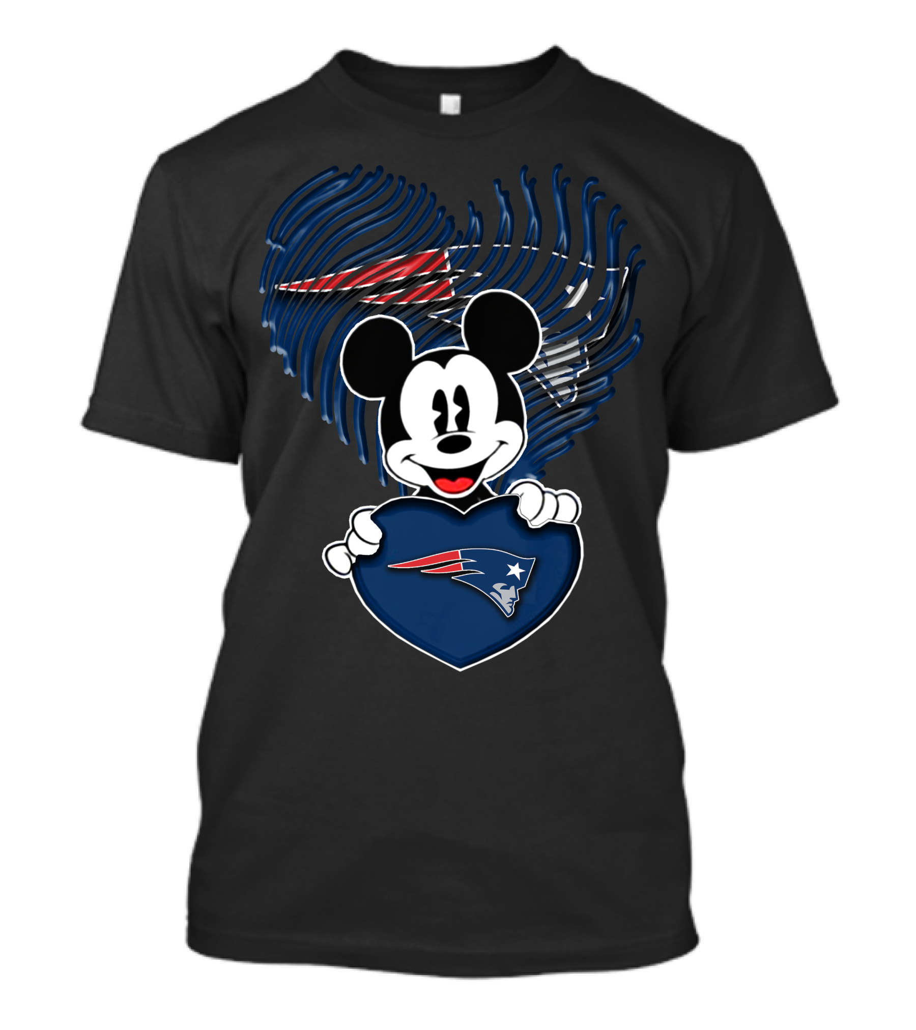 Mick Holding New England Patriots Heart With Fingerprint Background T-Shirt