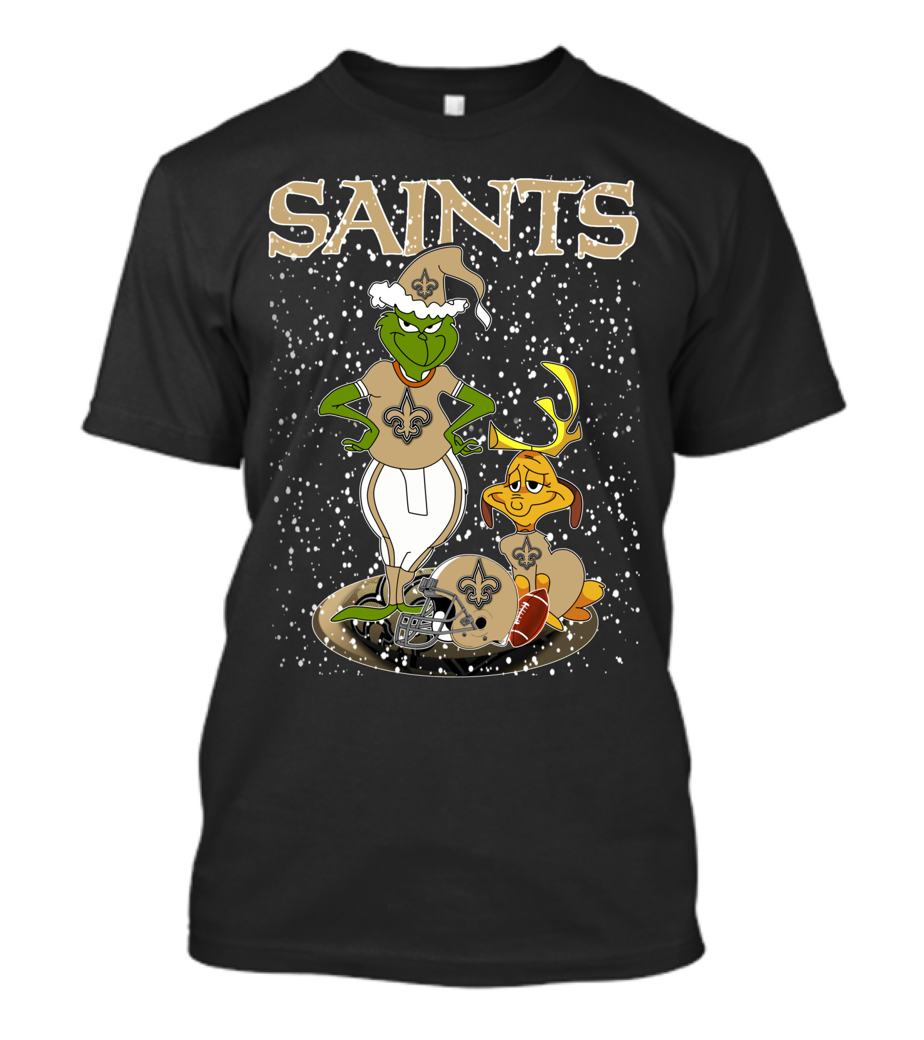 Grinchxmas New Orleans Saints Football Snowy Scene T-Shirt