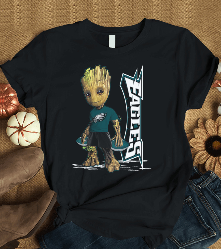 Groot Philadelphia Eagles Football Team Fan Character NFL T-Shirt