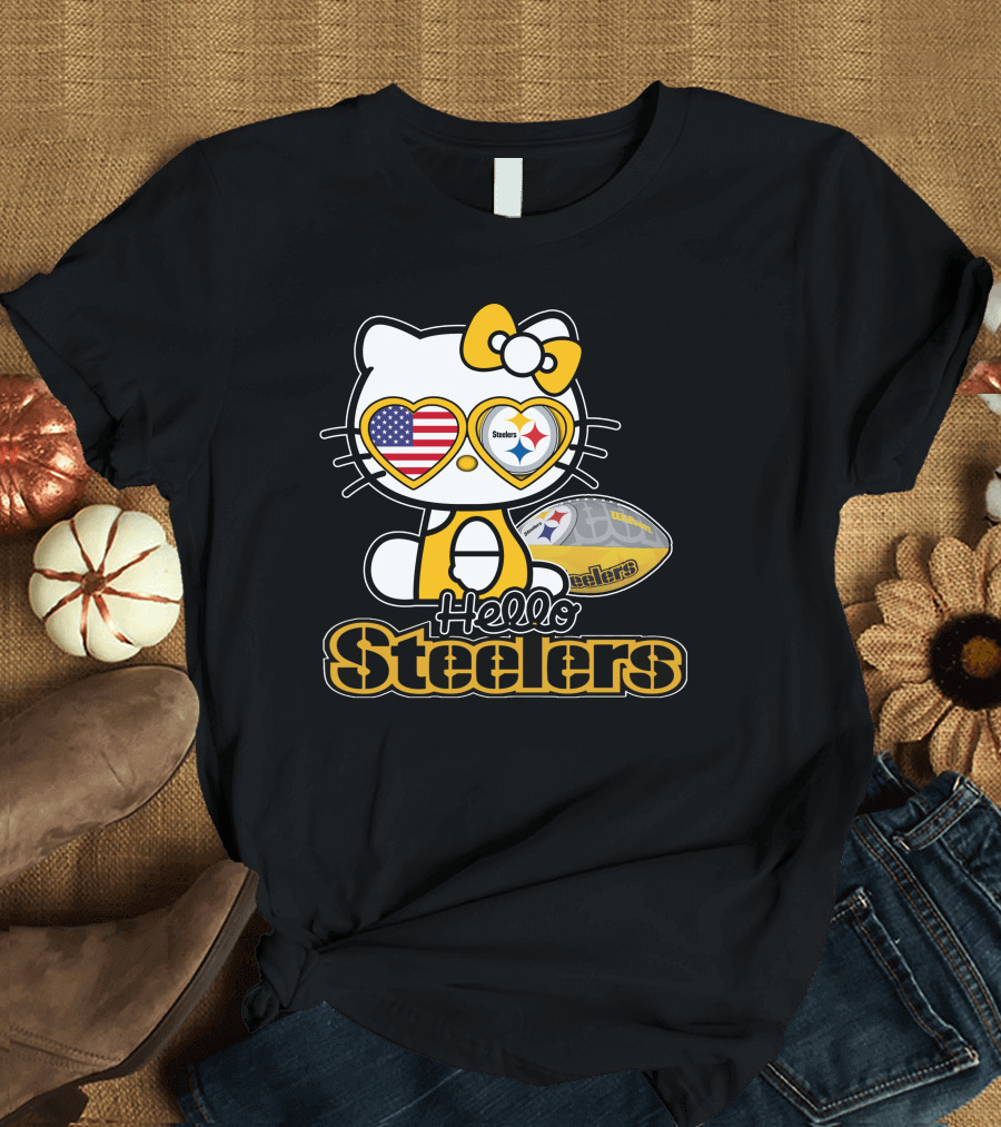 Hello Steelers Hello Kitty Pittsburgh Football T-Shirt