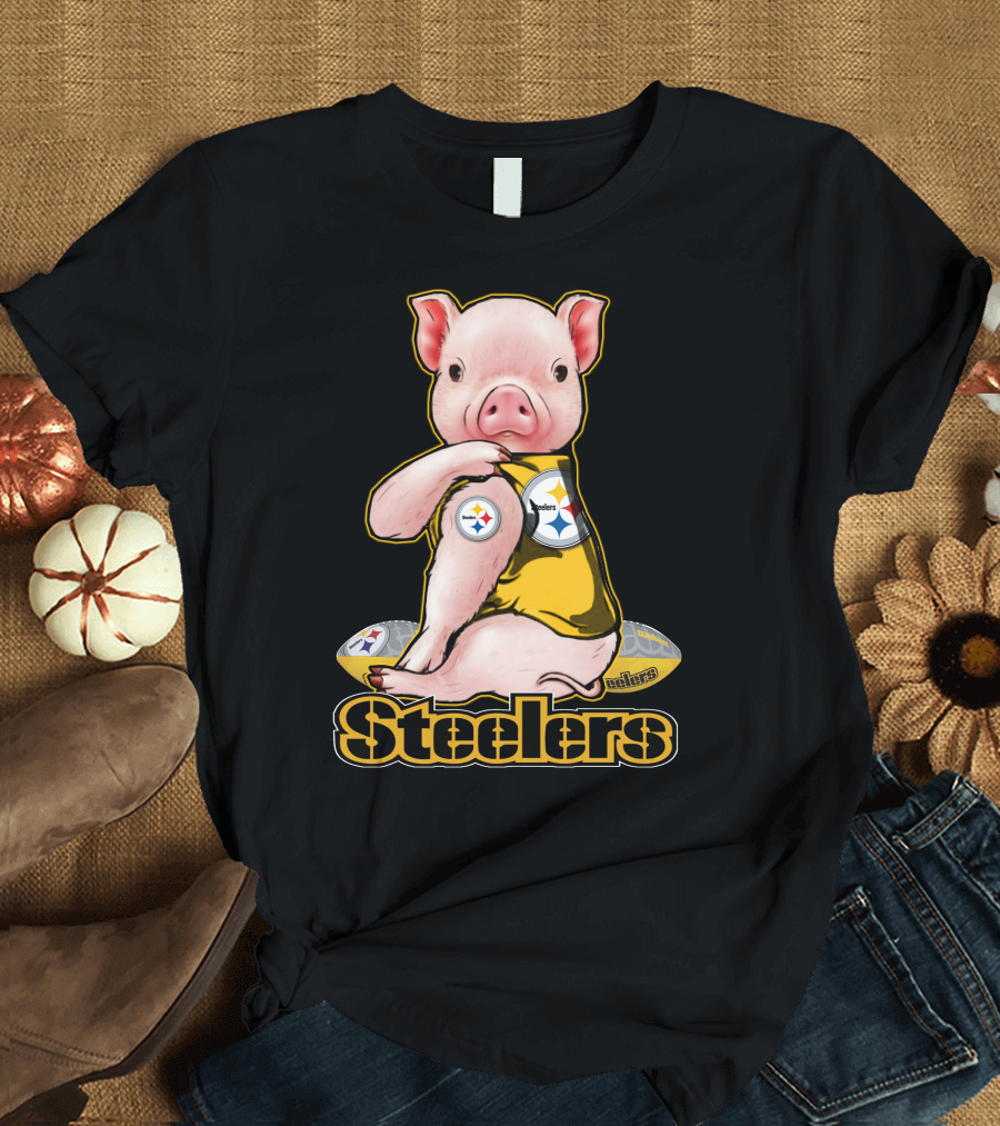 Steelers Pig with Football T-Shirt