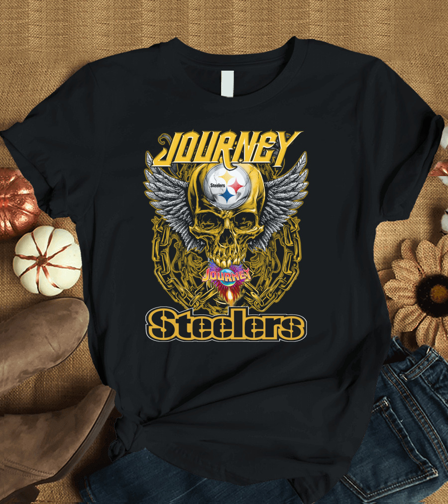 Journey Steelers Skull Wings Chain T-Shirt