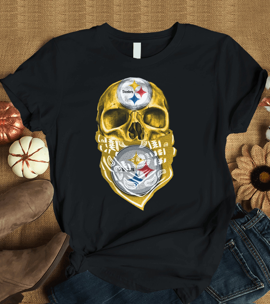 Skull V5 Steelers Bandana Logo Football Fan Gear T-Shirt