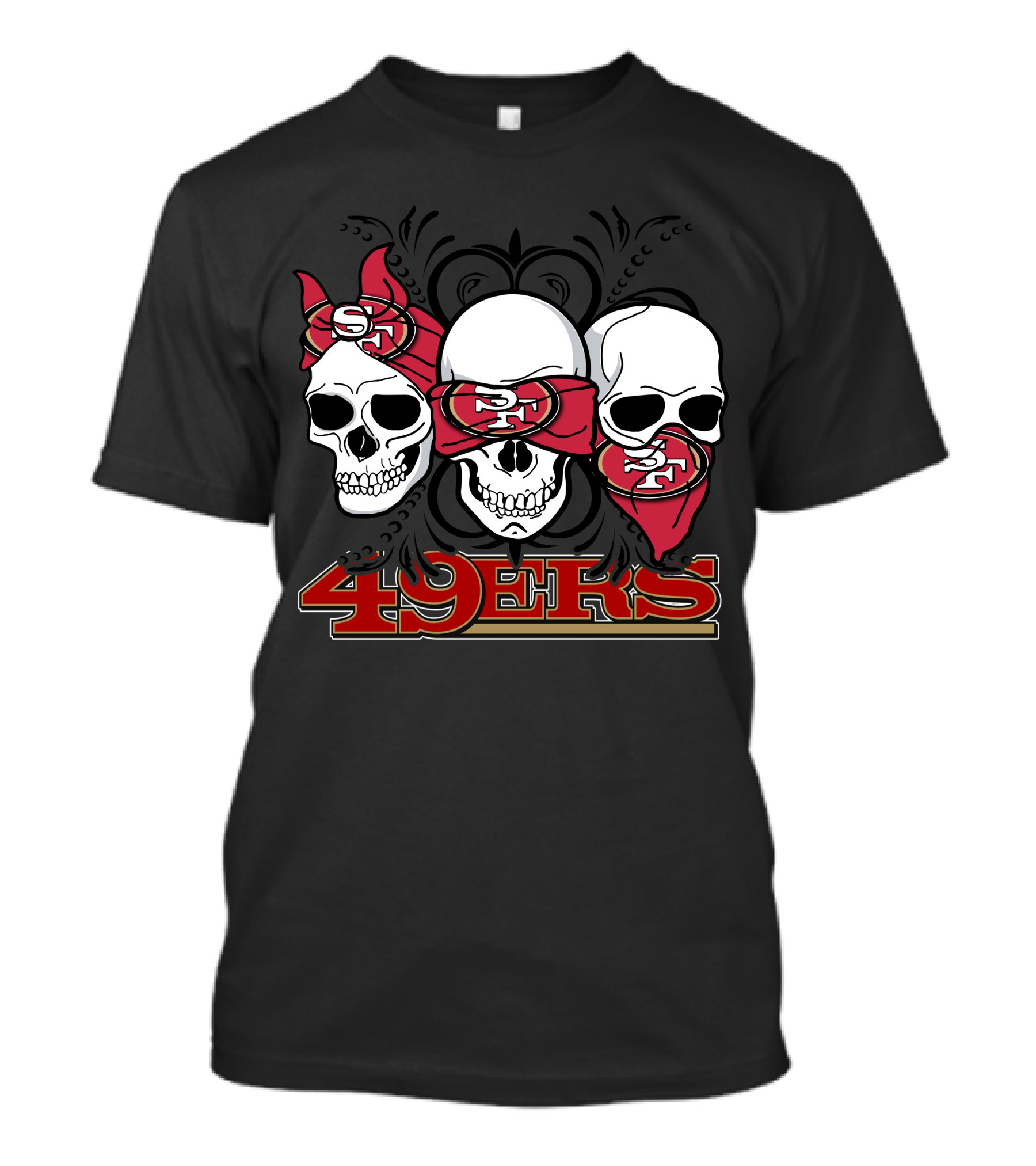 San Francisco 49ers Skull Trio With Bandanas T-Shirt