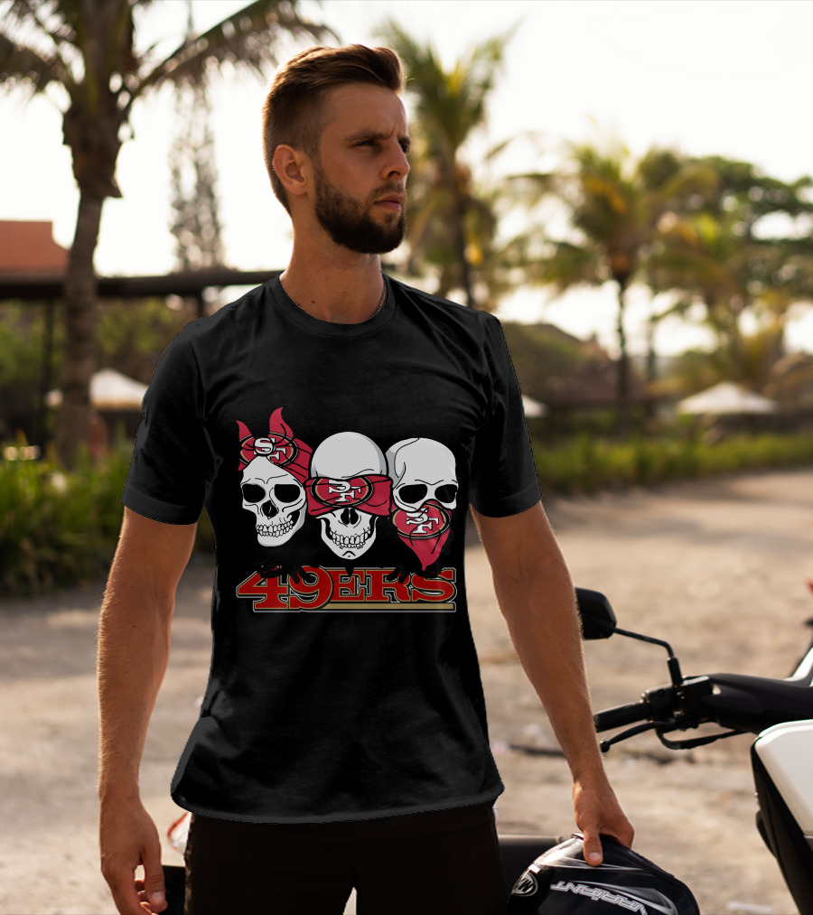 San Francisco 49ers Skull Trio With Bandanas T-Shirt