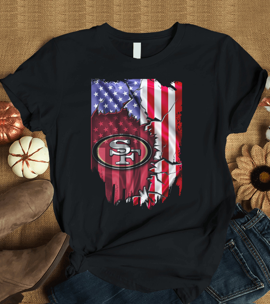 San Francisco 49ers American Flag V2 T-Shirt