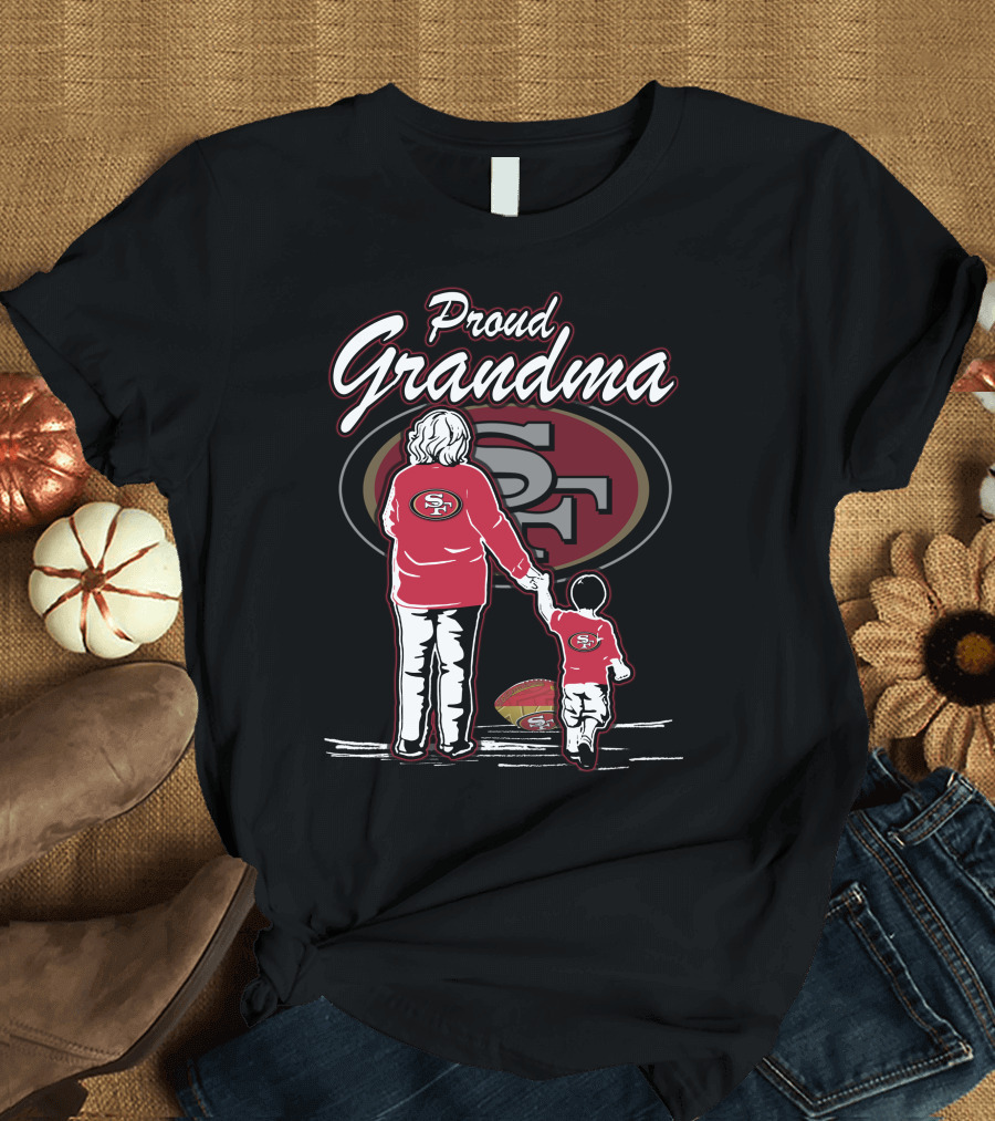 San Francisco 49ers Proud Grandma Vintage Style Football Family T-Shirt