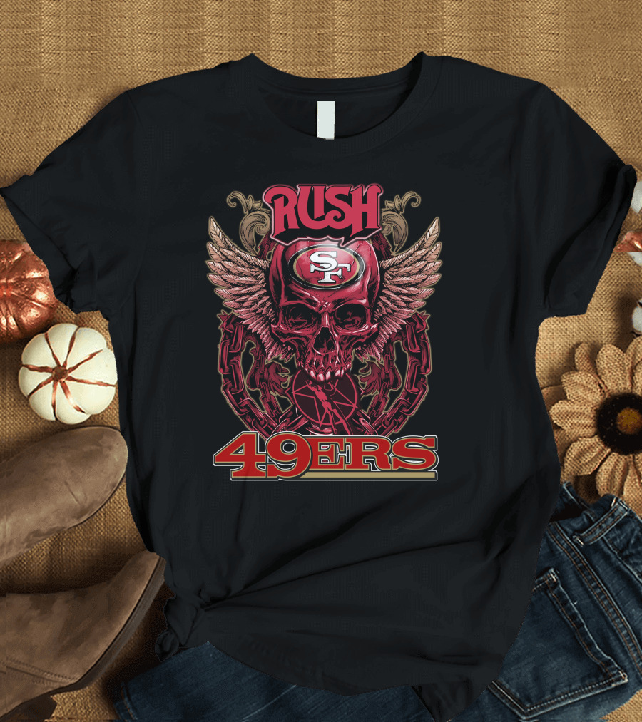 Rush San Francisco 49ers Winged Skull Logo 49ers T-Shirt