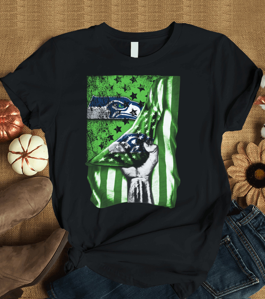 Seattle Seahawks Flag Stars and Stripes Concept T-Shirt