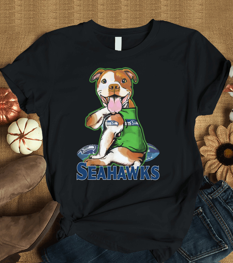 Pittbull Seattle Seahawks Fan Dog T-Shirt