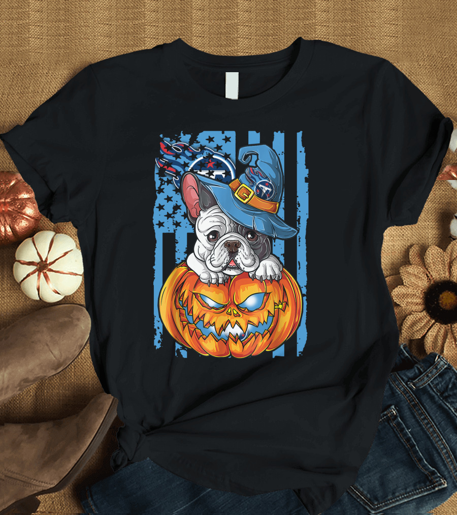 Hlw Bulldog Tennessee Titans Halloween Pumpkin Wizard Hat T-Shirt