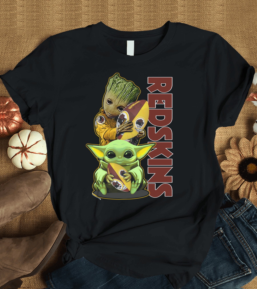 Groot Baby Yoda Washington Redskins Football T-Shirt