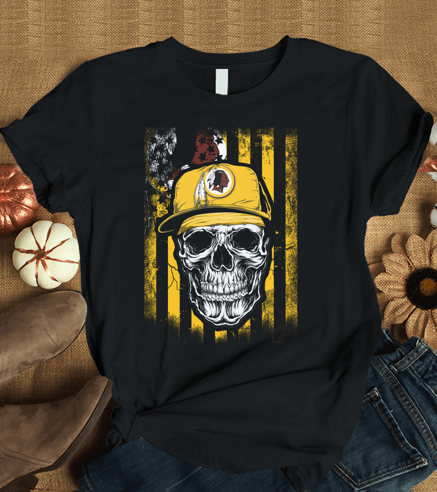 Skull V1 Washington Redskins Hat Stripes Iconic Sports Symbol T-Shirt