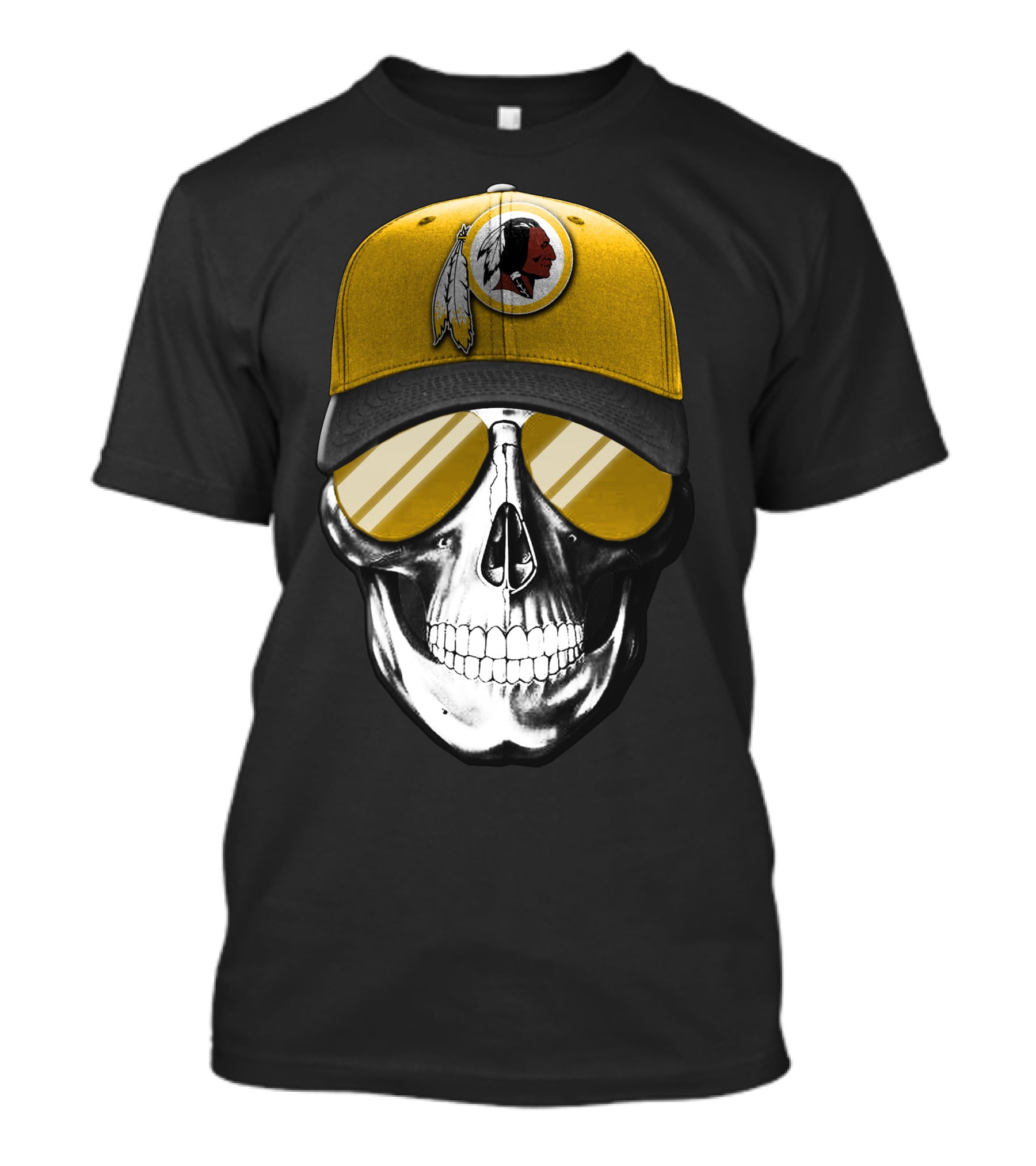 Skull V7 Washington Redskins Hat And Sunglasses T-Shirt