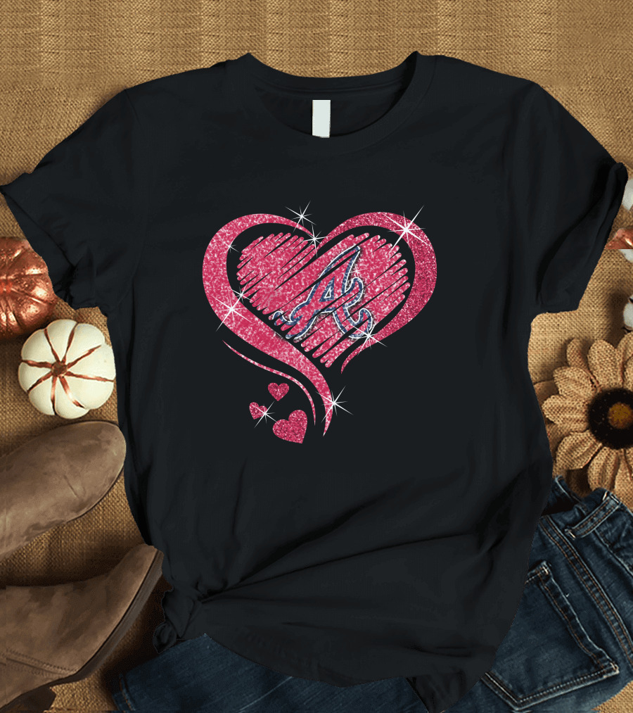 Heart Diamond Atlanta Braves Sparkling Glitter A T-Shirt