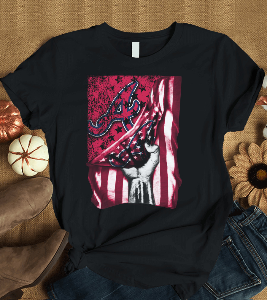 Flag Atlanta Braves Stars Stripes Baseball T-Shirt