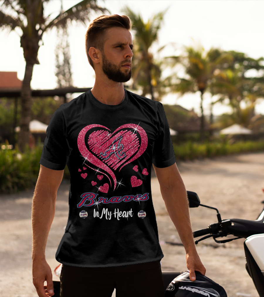 Braves In My Heart Sparkling Heart T-Shirt