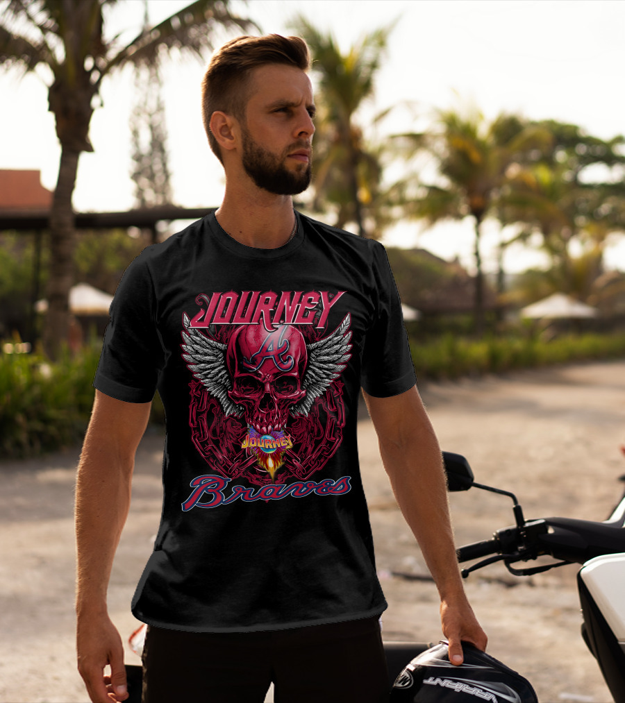 Journey Atlanta Braves Skull Wings T-Shirt
