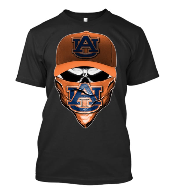 Skull V6 Auburn Tigers Masked Cap T-Shirt