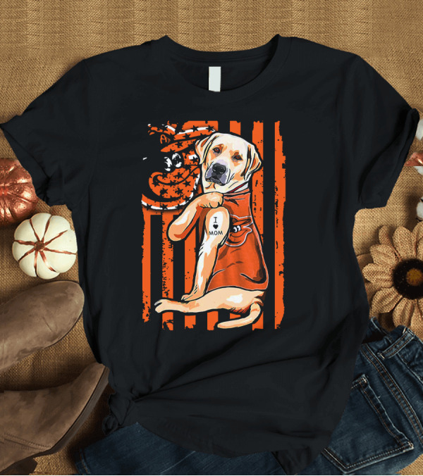 T-Shirt: Labrador Retriever I Love Mom Baltimore Orioles Stripes and Mascot T-Shirt Labrador Retriever I Love Mom Baltimore Orioles Stripes and Mascot T-Shirt
