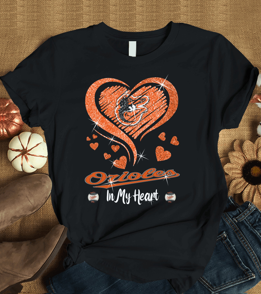 Orioles Heart Sparkle Baltimore Orioles In My Heart T-Shirt