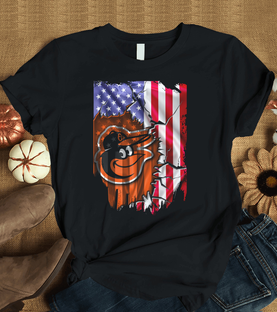 American Flag Baltimore Orioles T-Shirt