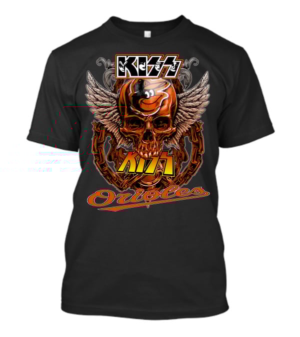 Kiss Baltimore Orioles Skull Winged T-Shirt