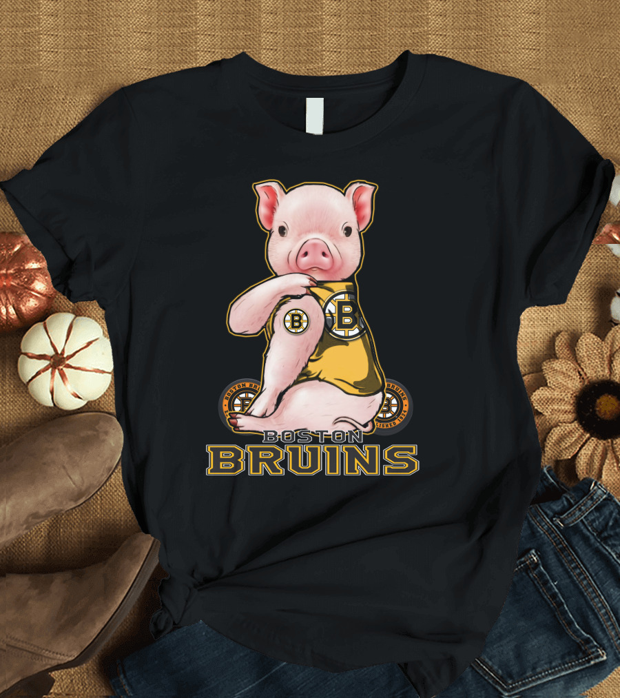 Boston Bruins Pig Wearing Team Uniform T-Shirt