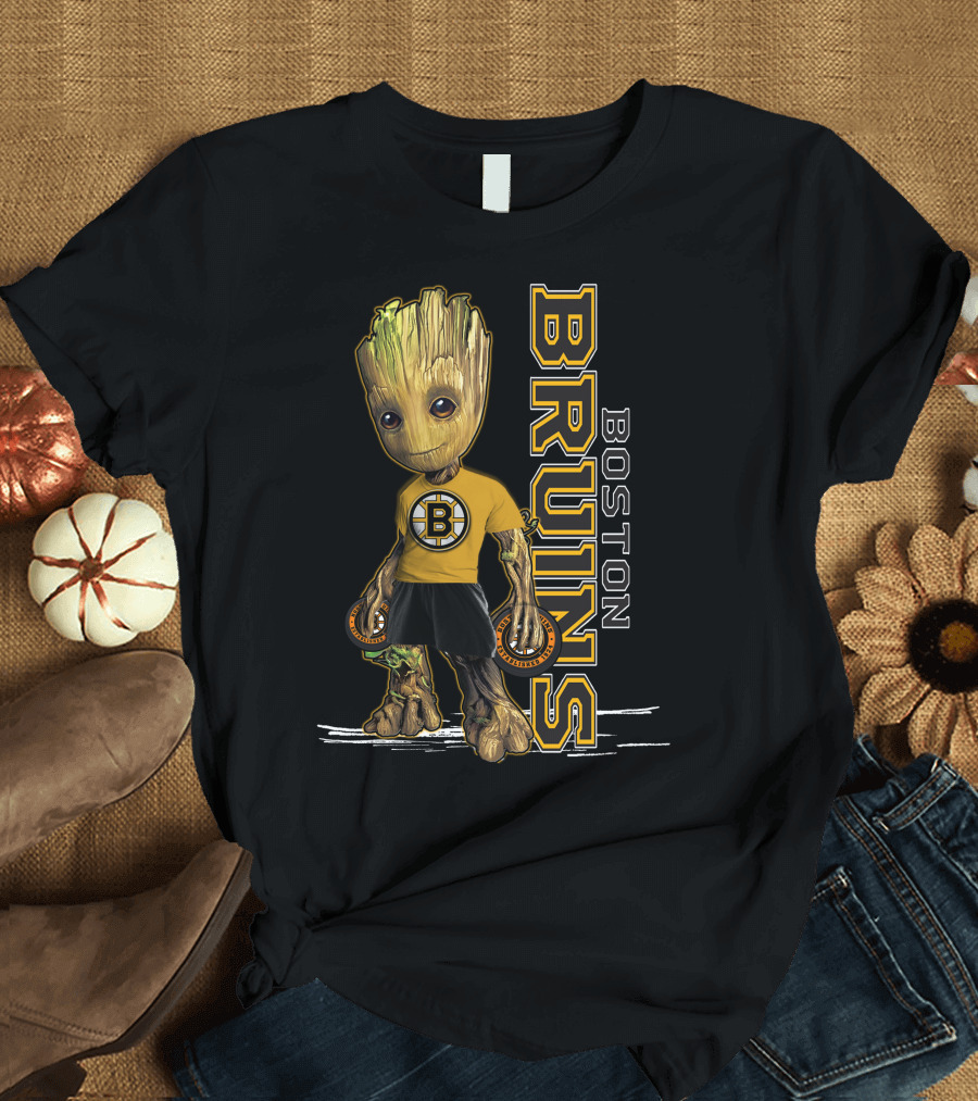 Groot Boston Bruins NHL Hockey Character Crossover T-Shirt
