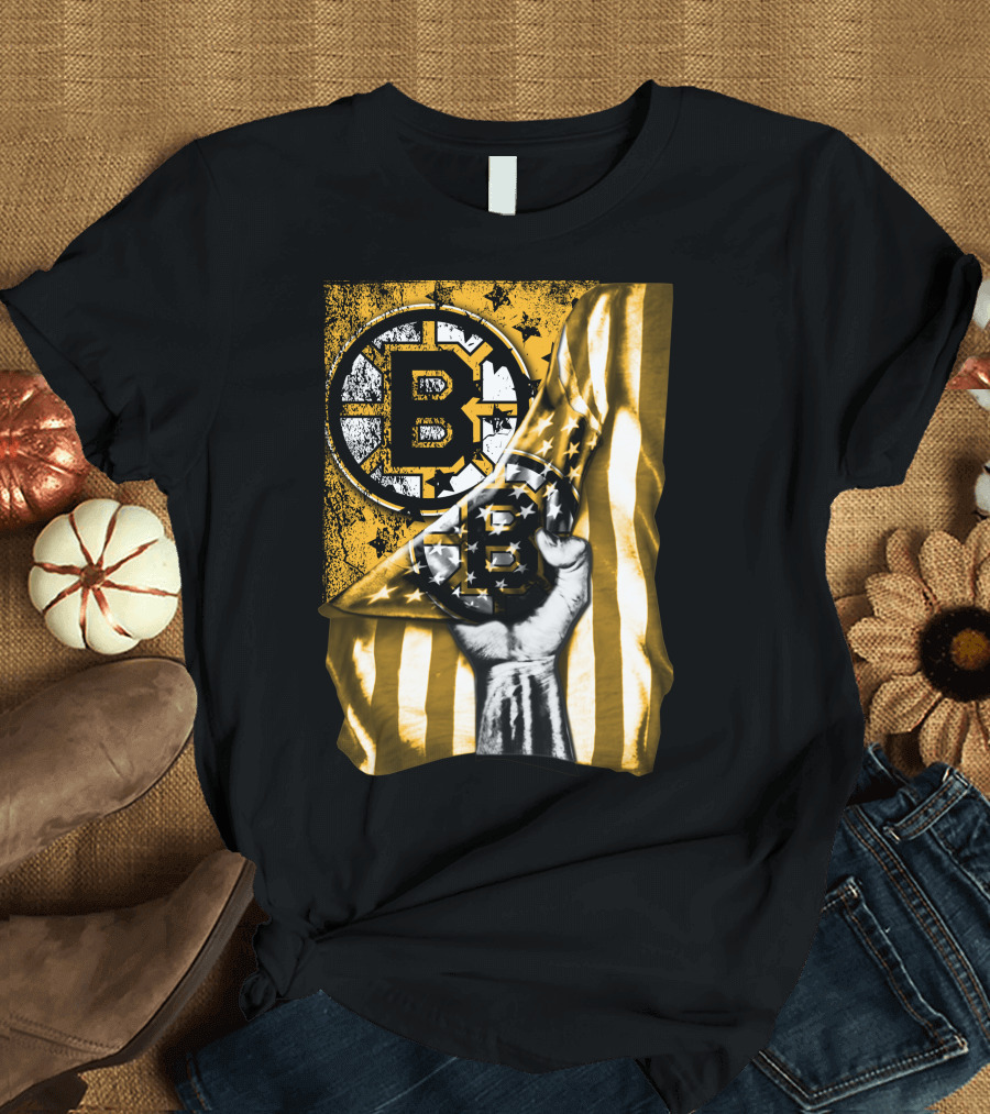 Boston Bruins American Flag Emblem T-Shirt