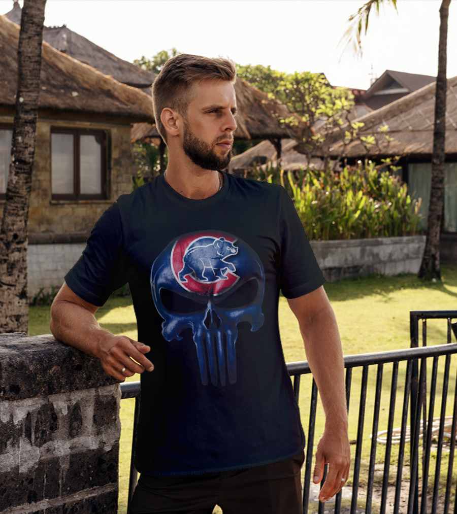 Chicago Cubs Skull Punisher T-Shirt