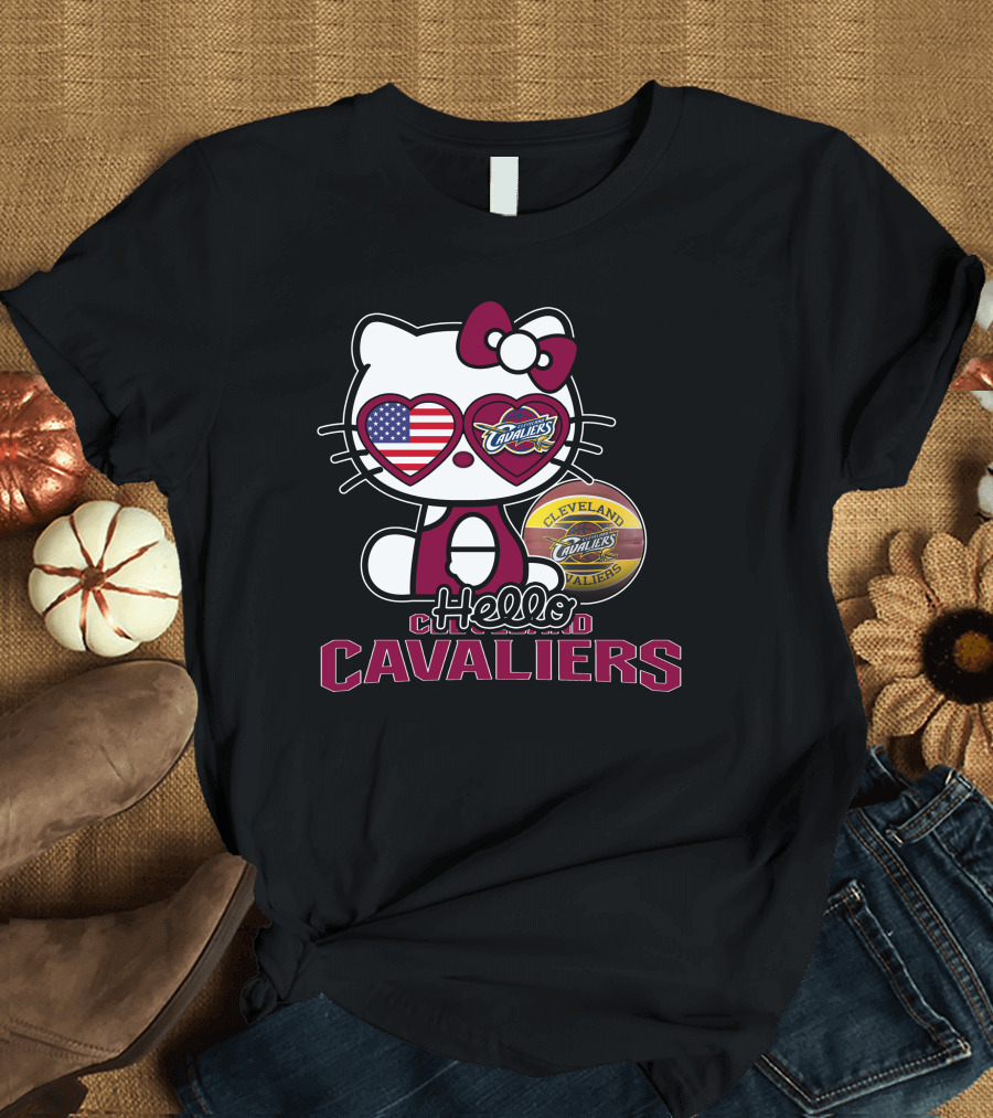 Hello Kitty Cleveland Cavaliers American Flag Basketball Cavaliers T-Shirt