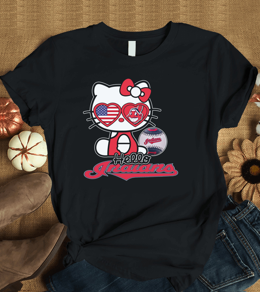 Hello Kitty Indians American Baseball Fan T-Shirt