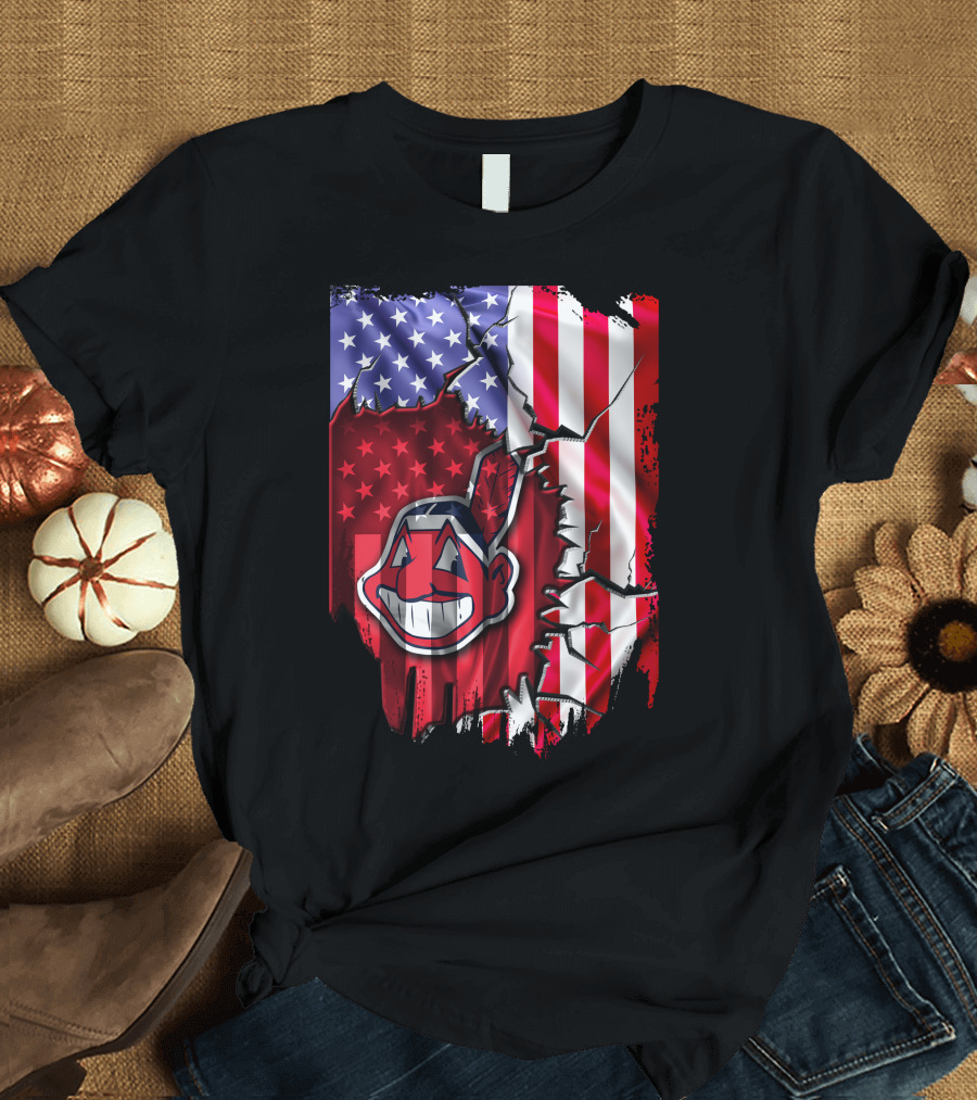 American Flag Cleveland Indians Iconic T-Shirt