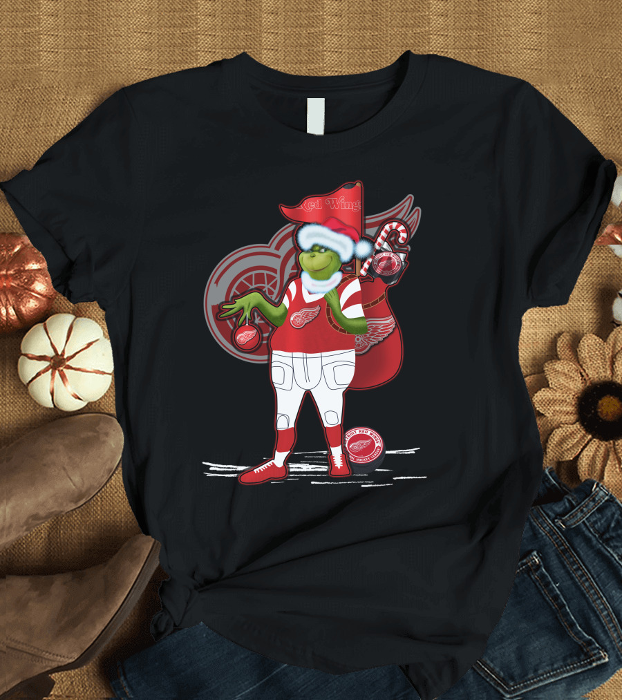 Grinchxmas Red Wings Hockey Holiday Crossover Detroit Wear T-Shirt