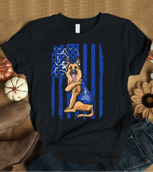 T-Shirt: German Shepherd I Love Mom Duke Blue Devils Flag T-Shirt German Shepherd I Love Mom Duke Blue Devils Flag T-Shirt